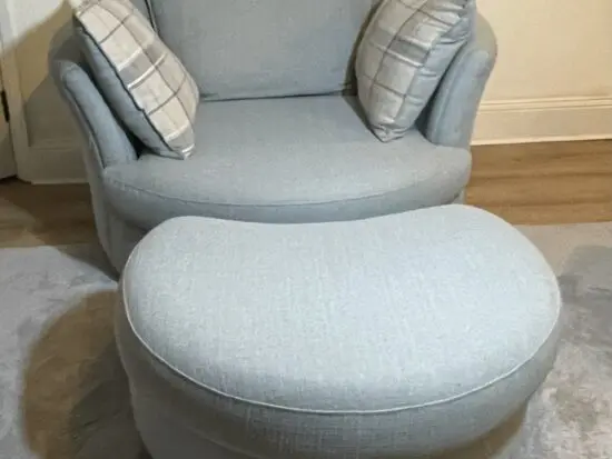DFS Owen Swivel Chair & Footstall -Blue/Grey