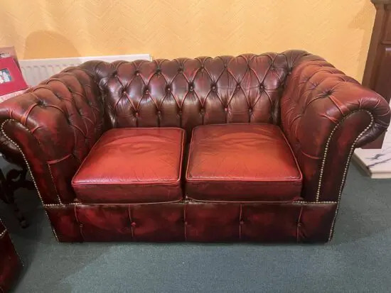 Chesterfield oak blood leather sofa