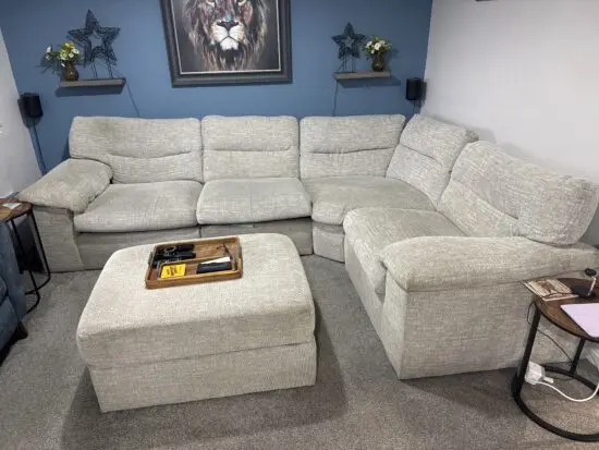 Morgan module four seat corner sofa and footstool with storage