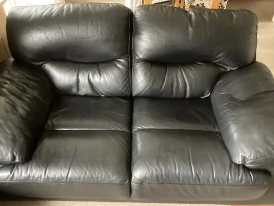 DFS Black leather sofa