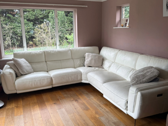 DFS leather corner reclining x2, with built-in usb charger x2