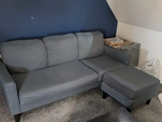 Three-seater Avesta sofa (dark grey), with ottoman