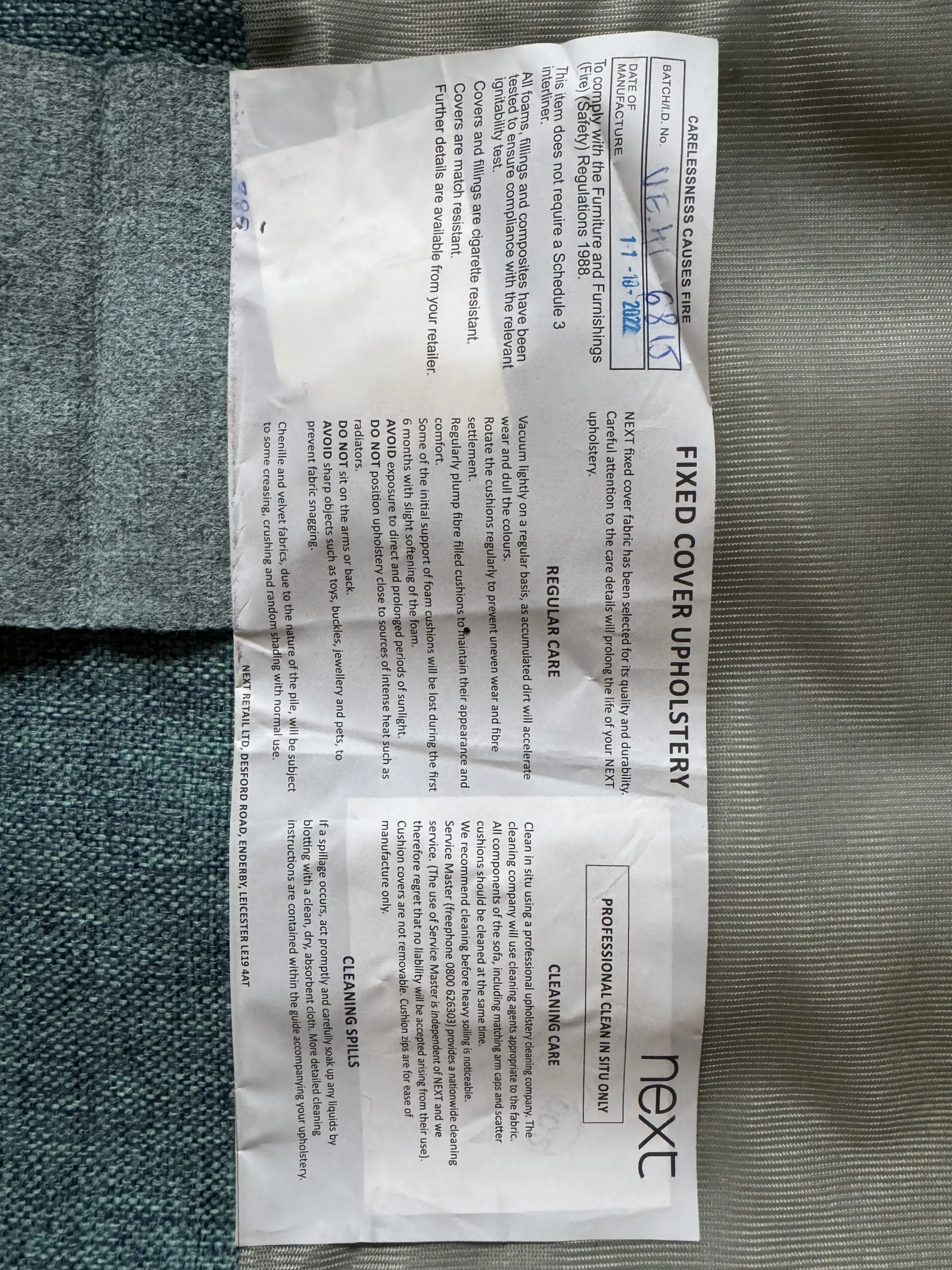 Next Dark Tweedy Blend Teal Ashford Casual Large 3 Seater