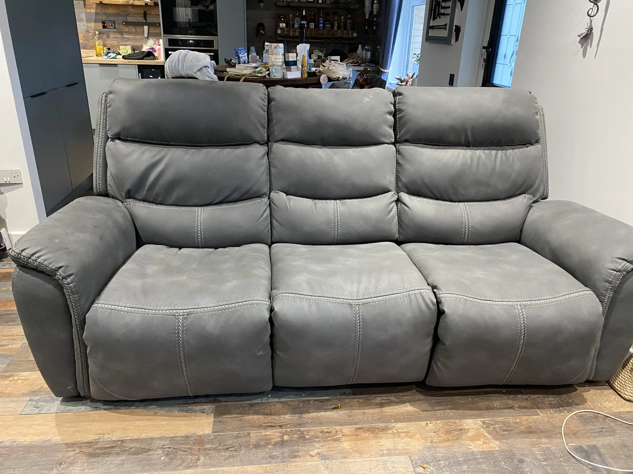 DFS 3-Seater Reclining Sofa with Power Recline and Contrast Stitching