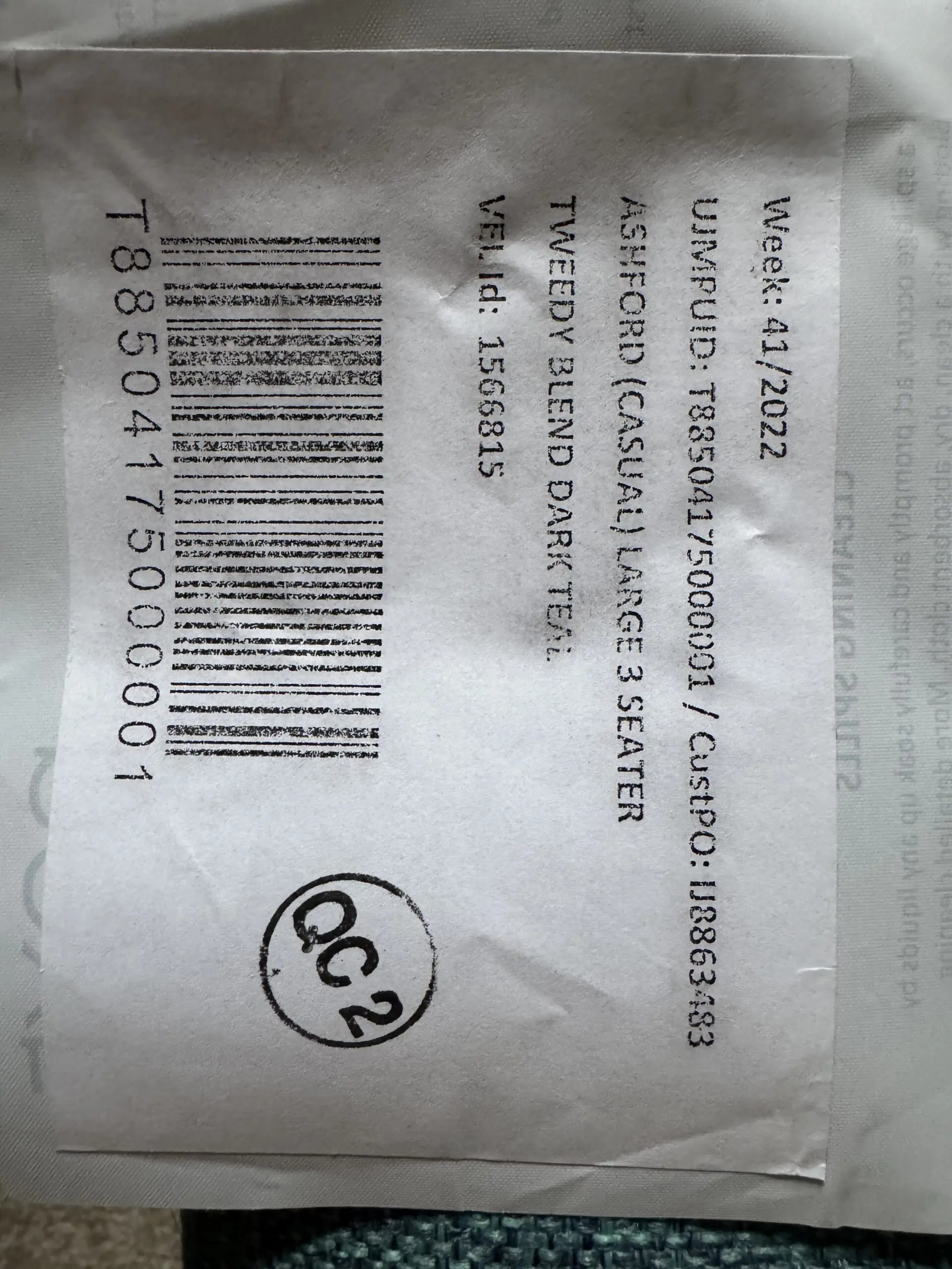 Next Dark Tweedy Blend Teal Ashford Casual Large 3 Seater