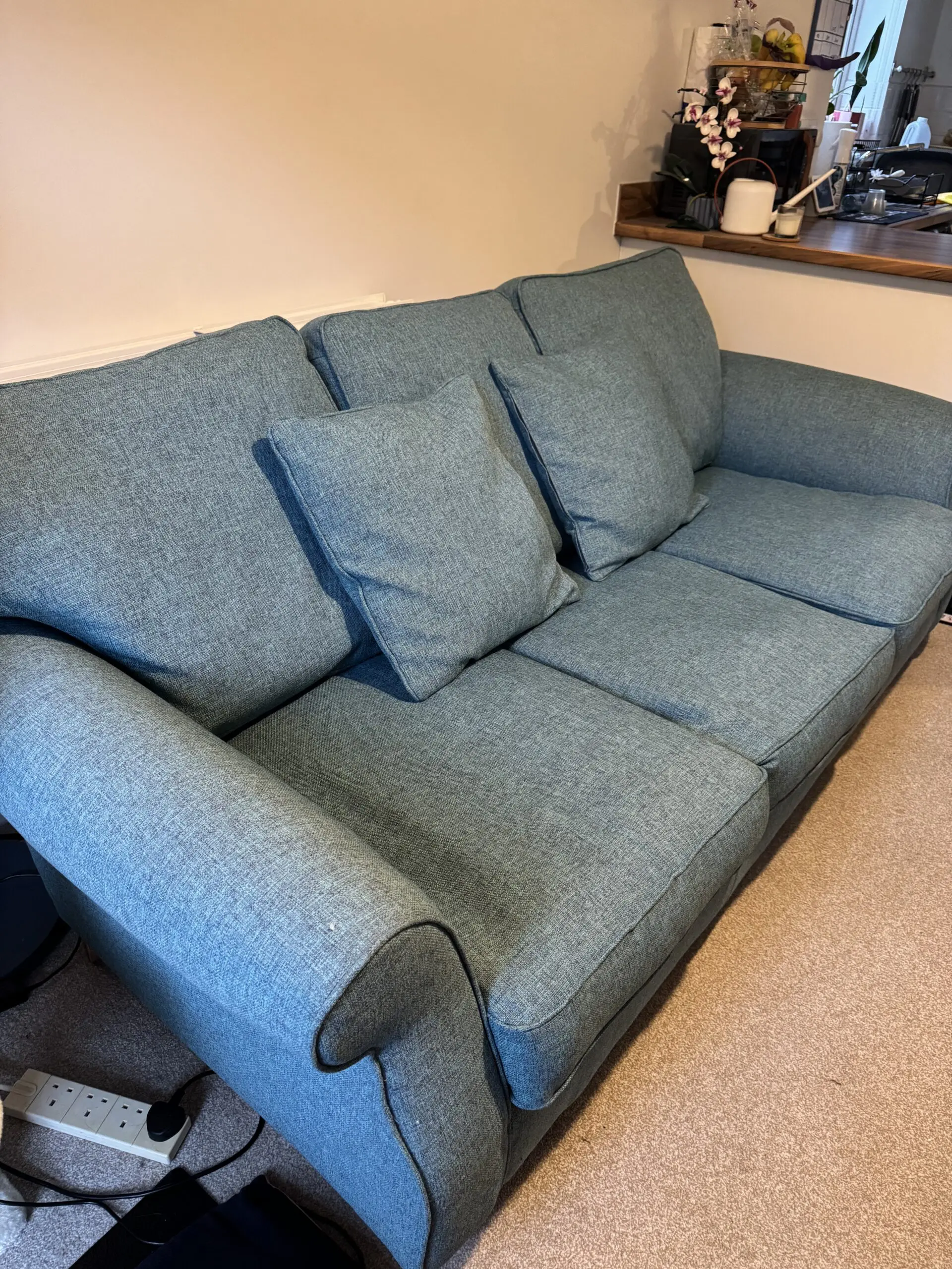 Next Dark Tweedy Blend Teal Ashford Casual Large 3 Seater