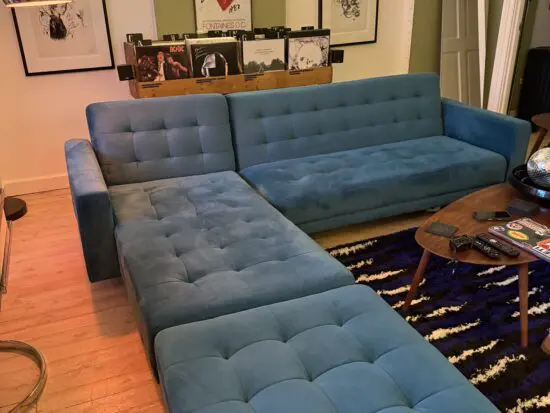 Brand: Beliani. Right Hand Velvet Corner Sofa