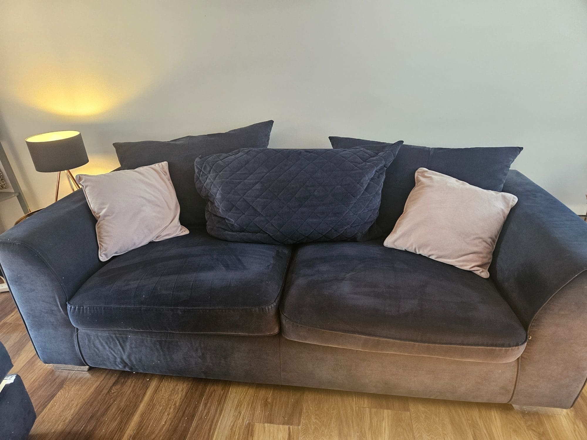 DFS Grey Blue 3 Seater Sofa and Footstool Sofalistic The Sofa Marketplace buy and sell preloved sofas nationwide