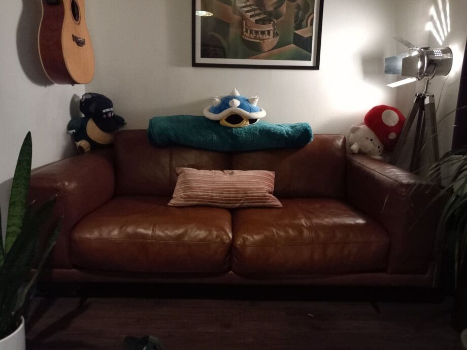 DFS FCUK Brown Leather 3 Seater
