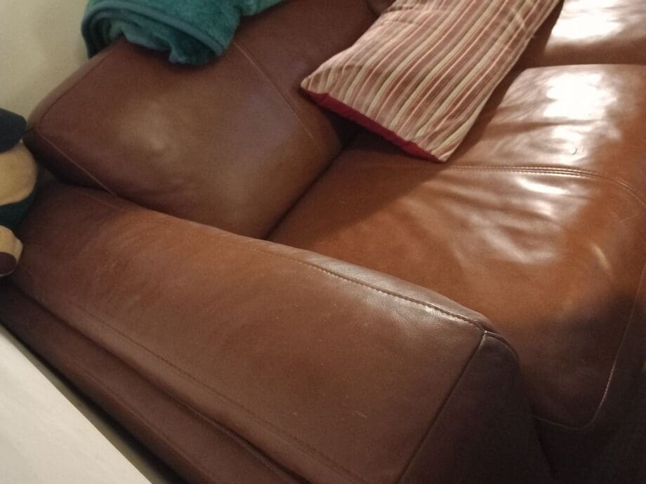 DFS FCUK Brown Leather 3 Seater