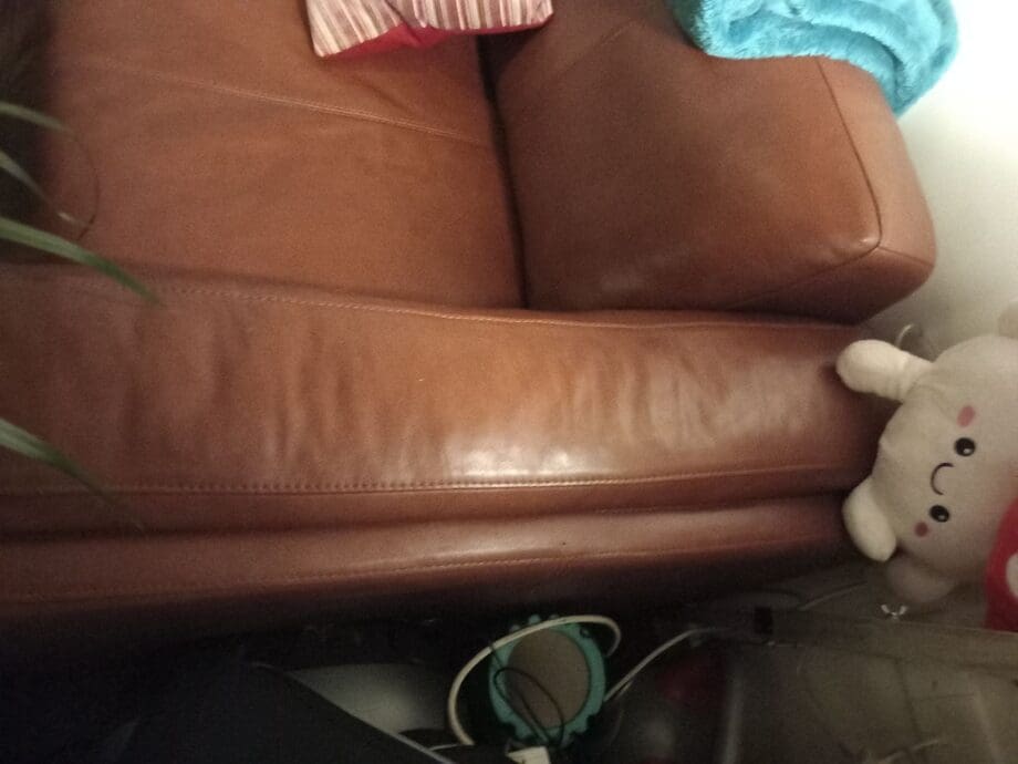 DFS FCUK Brown Leather 3 Seater