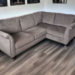 SCS Grey Corner Sofa with Studded Arms