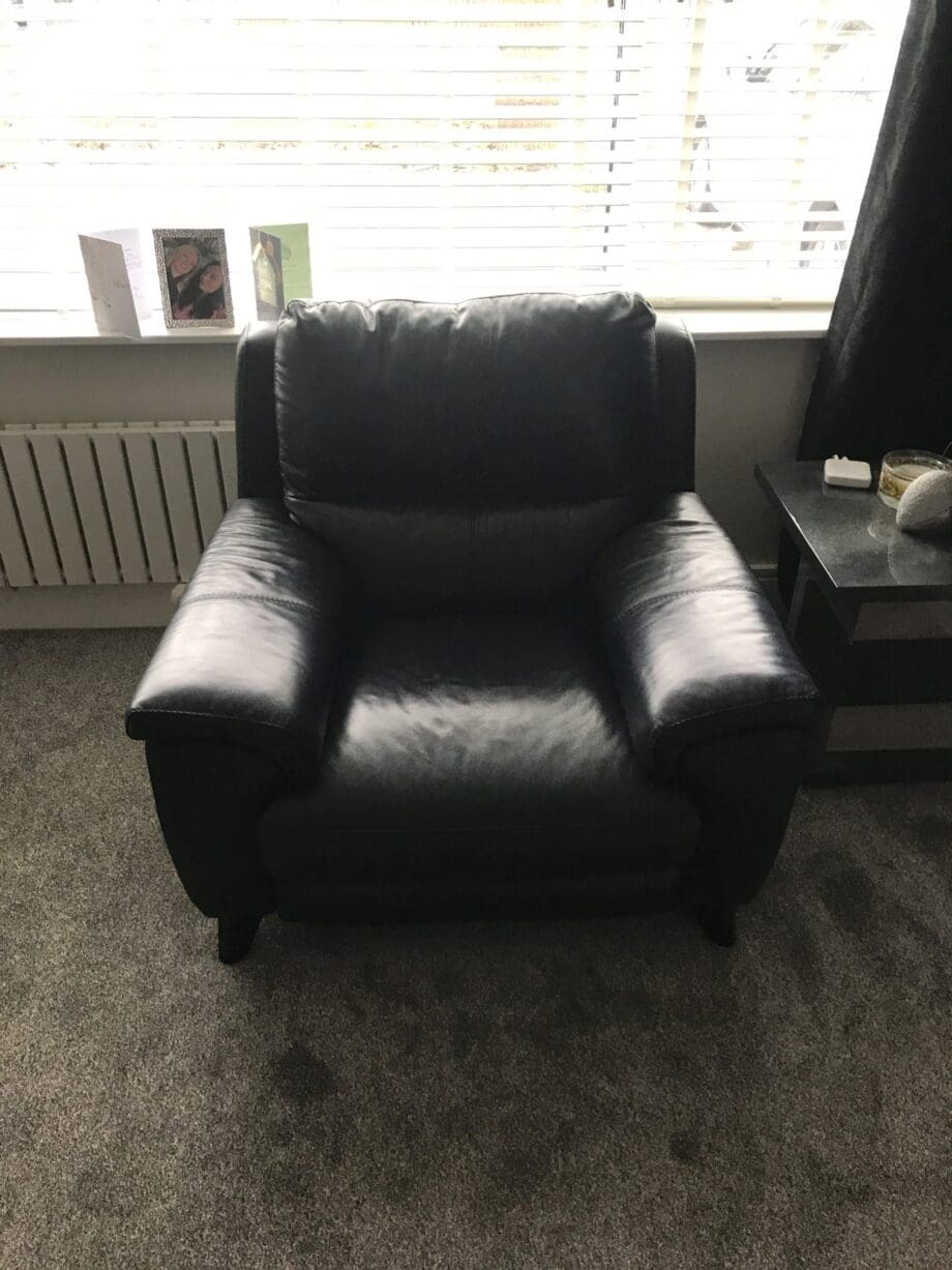 DFS Black Leather 3 and 2 Seater plus Single Chair