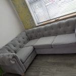 DFS Grey Chesterfield Style Corner Sofa