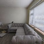 DFS Grey Chesterfield Style Corner Sofa