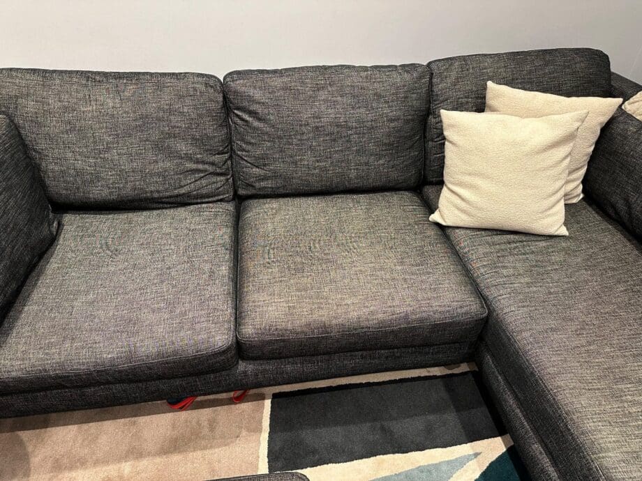 DFS Charcoal Corner Sofa and Footstool