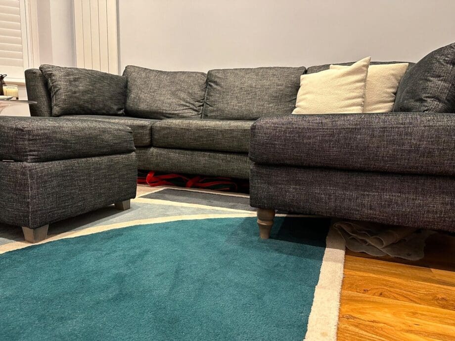 DFS Charcoal Corner Sofa and Footstool