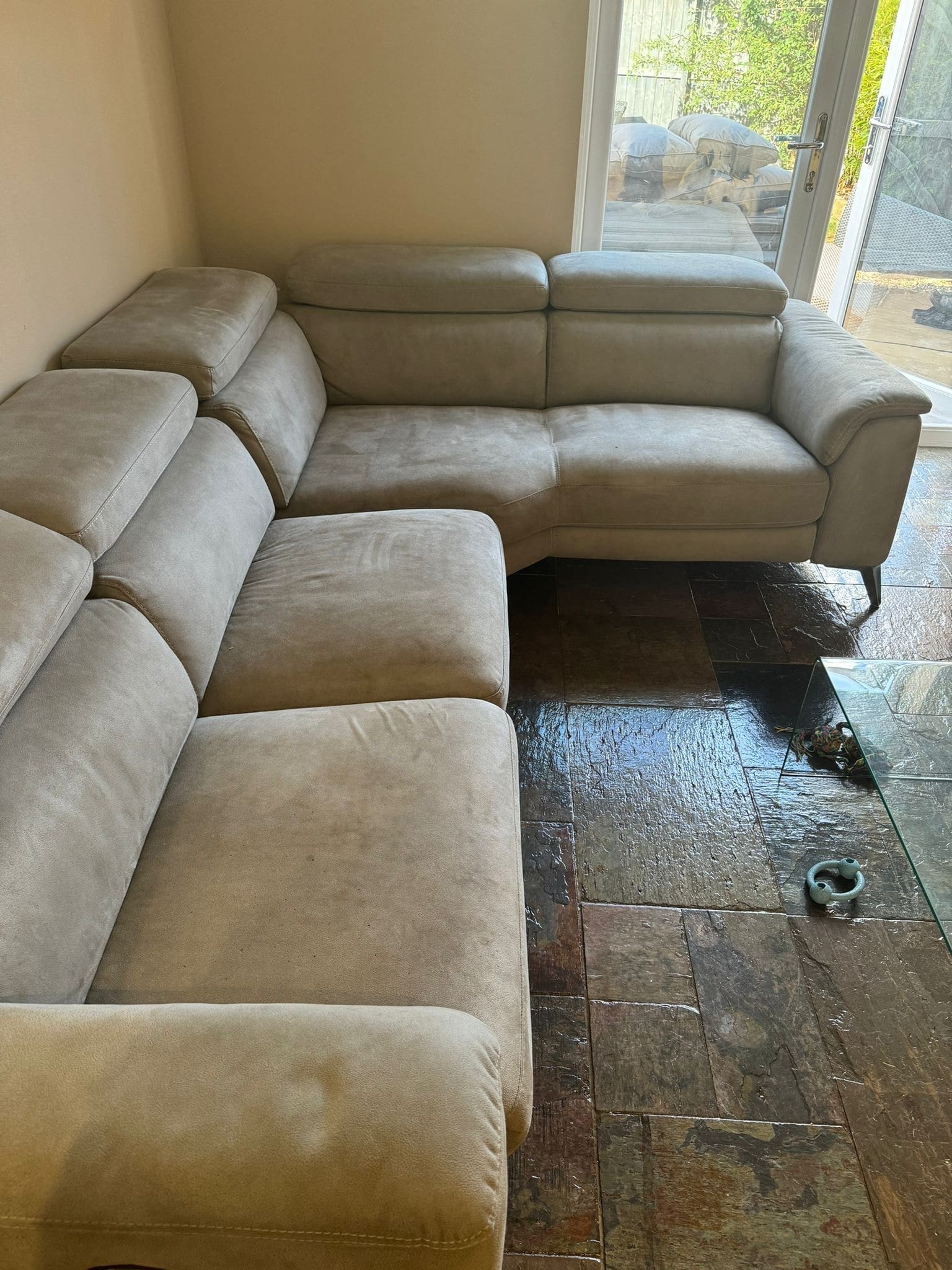 DFS Tahiti Corner Electric Suite in Stone Sofalistic The Sofa Marketplace buy and sell preloved sofas nationwide