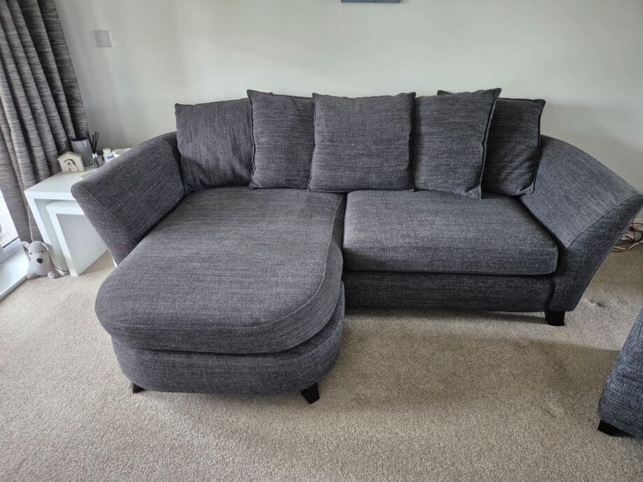 DFS Charcoal 3 Seater L-Shape with Footstool Storage