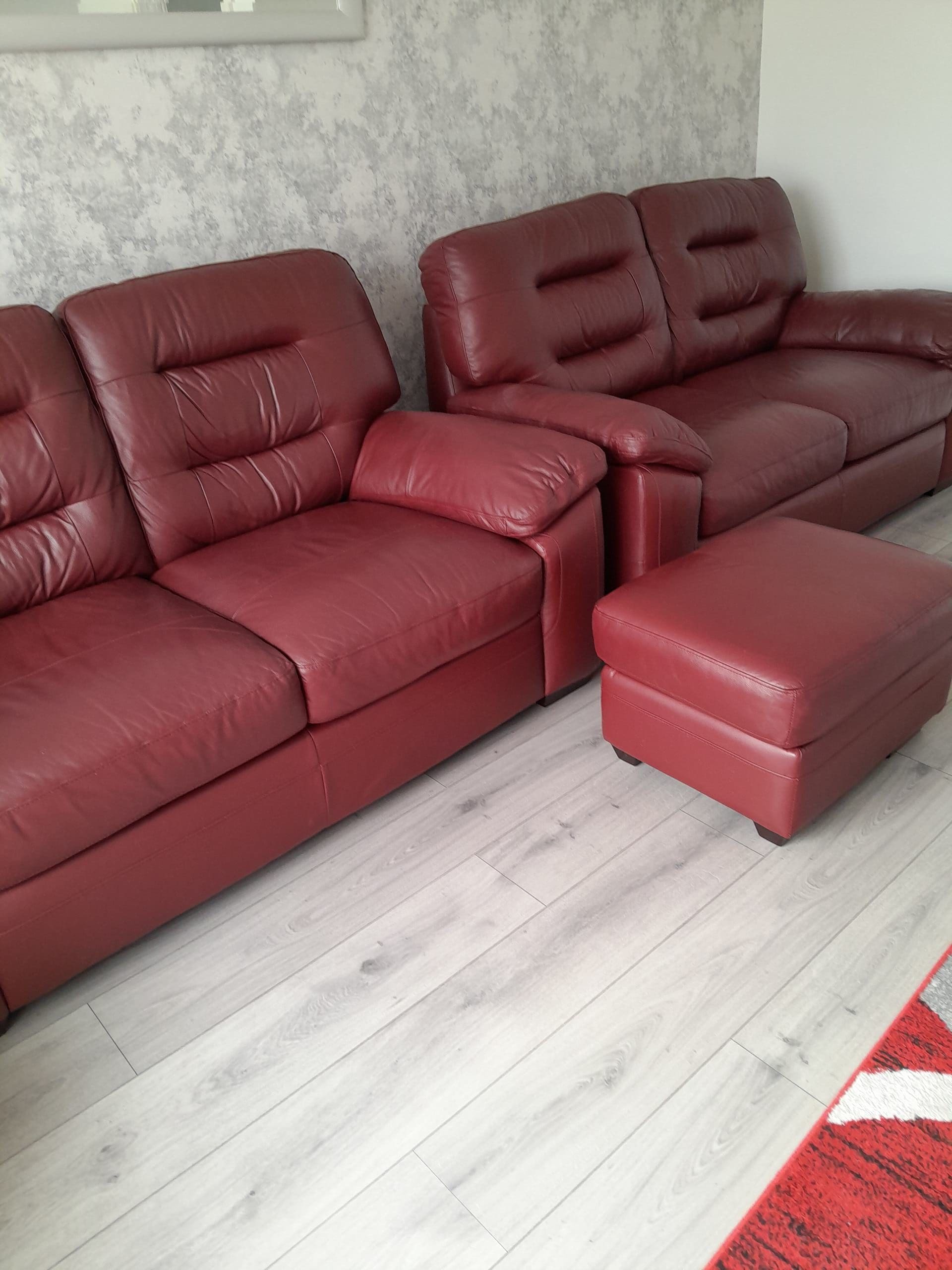 Red leather 2 seater sofa best sale