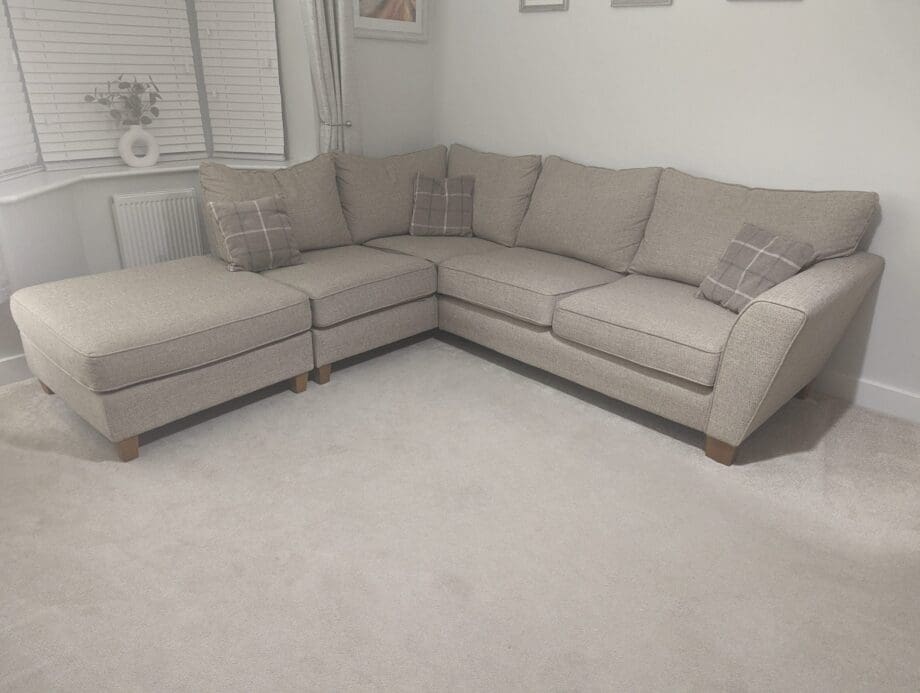 SCS Theo Fabric Corner Left Hand Facing Chaise Standard Back Sofa in Beige/Oatmeal