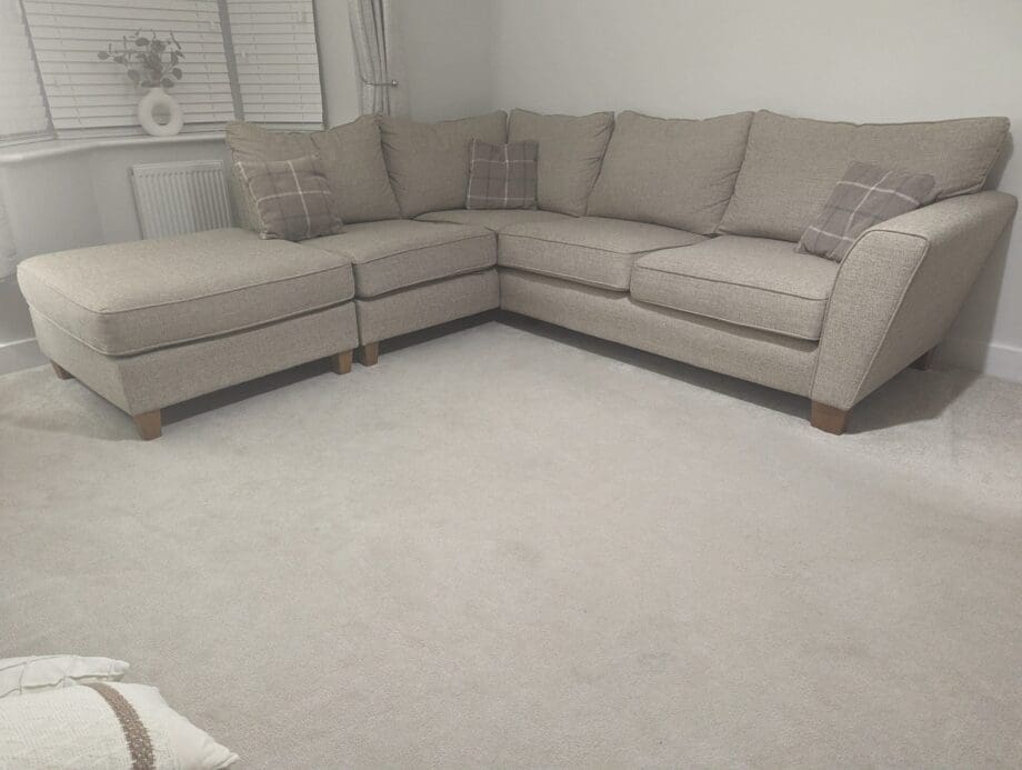 SCS Theo Fabric Corner Left Hand Facing Chaise Standard Back Sofa in Beige/Oatmeal