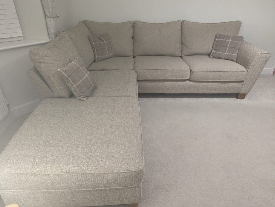 SCS Theo Fabric Corner Left Hand Facing Chaise Standard Back Sofa in Beige/Oatmeal