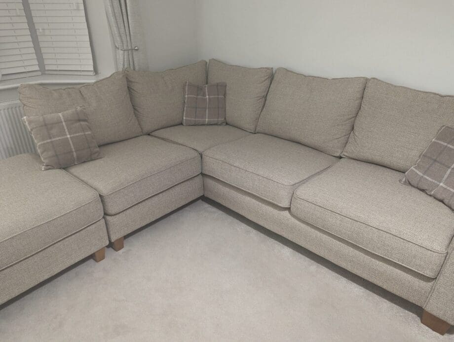 SCS Theo Fabric Corner Left Hand Facing Chaise Standard Back Sofa in Beige/Oatmeal