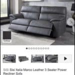 SCS power recliner 3 seater chair and footstool