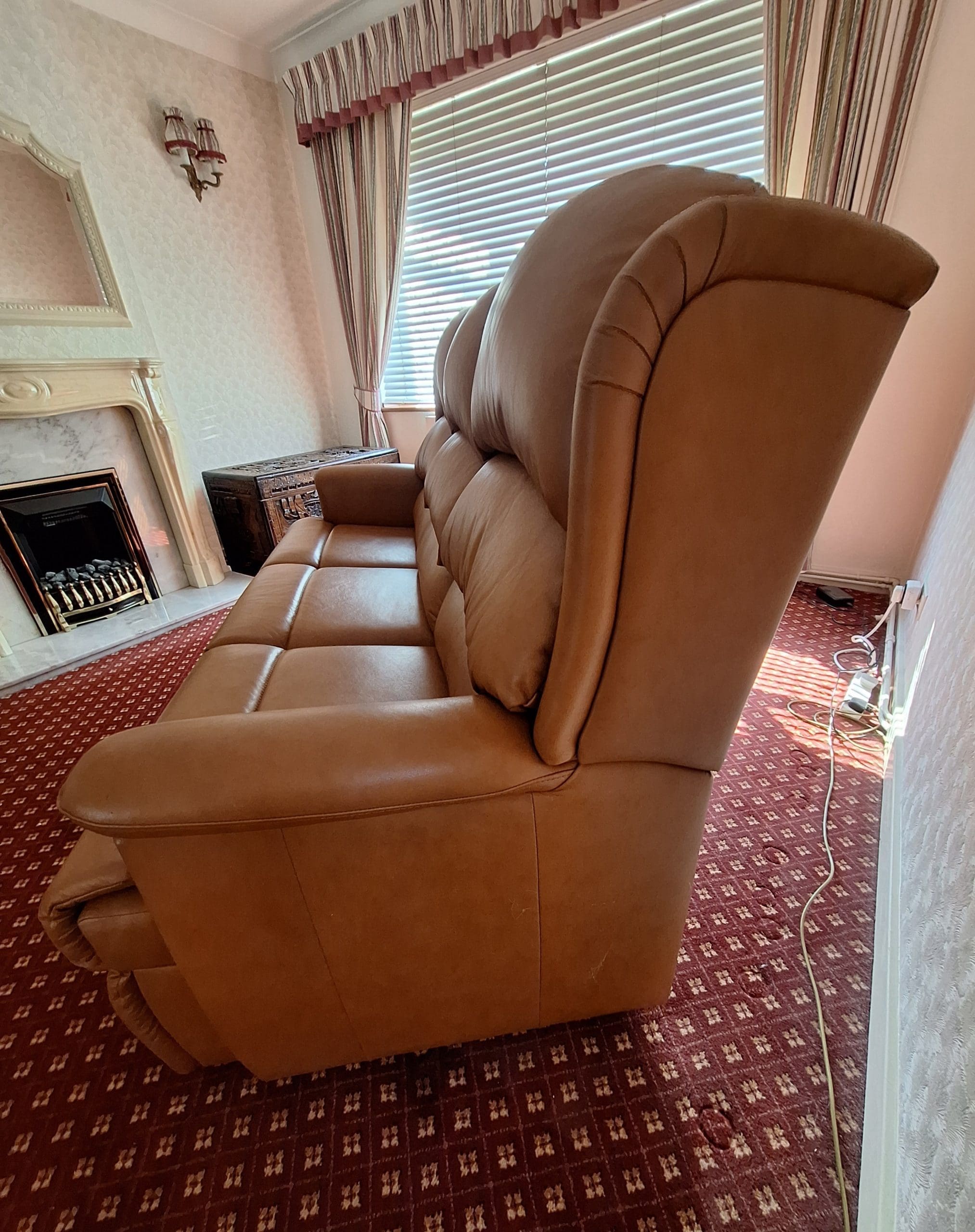 HSL Tan Leather 3 seater sofa 2 electric recliner chairs Sofalistic The Sofa Marketplace buy and sell preloved sofas nationwide