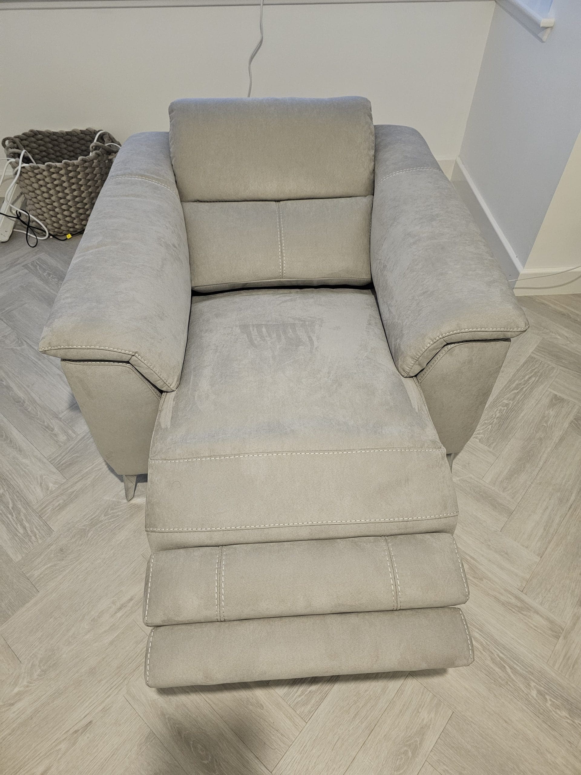 Sofology Illinois Arm Chair Lifestyle Textured Fabric Grey Sofalistic The Sofa Marketplace buy and sell preloved sofas nationwide