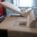 White leather corner sofa bed