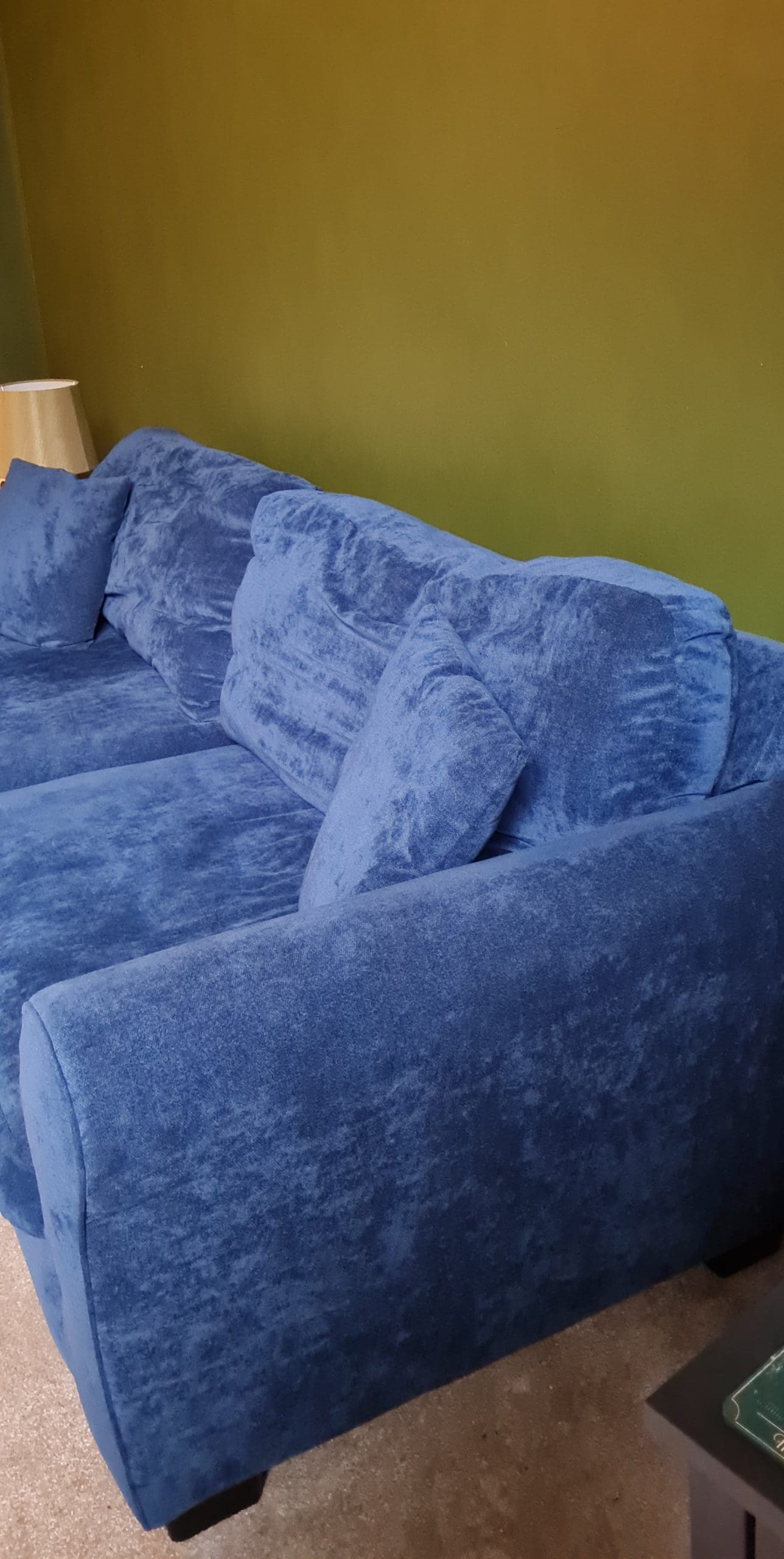 Argos blue velvet sofa discount