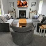 Next three piece sofa with swivel love chair