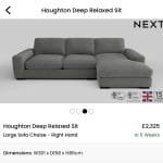 Next Houghton Corner Sofa - Dark Grey with Dark Feet
