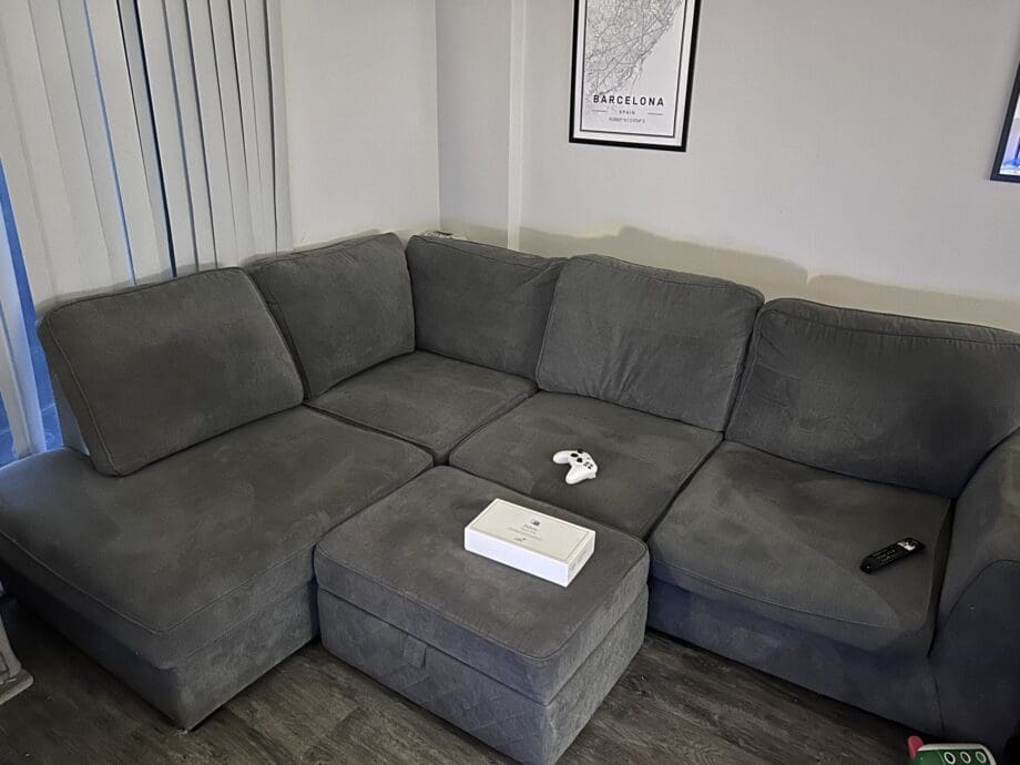 DFS Okra corner sofa with footstool