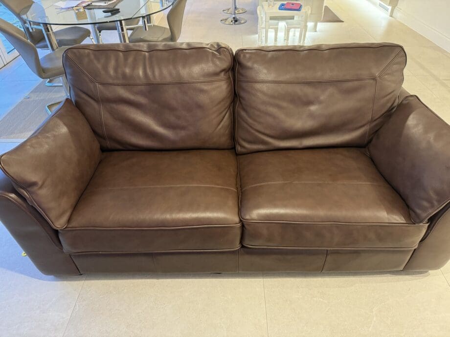 Sofology 2 seater leather sofa discount