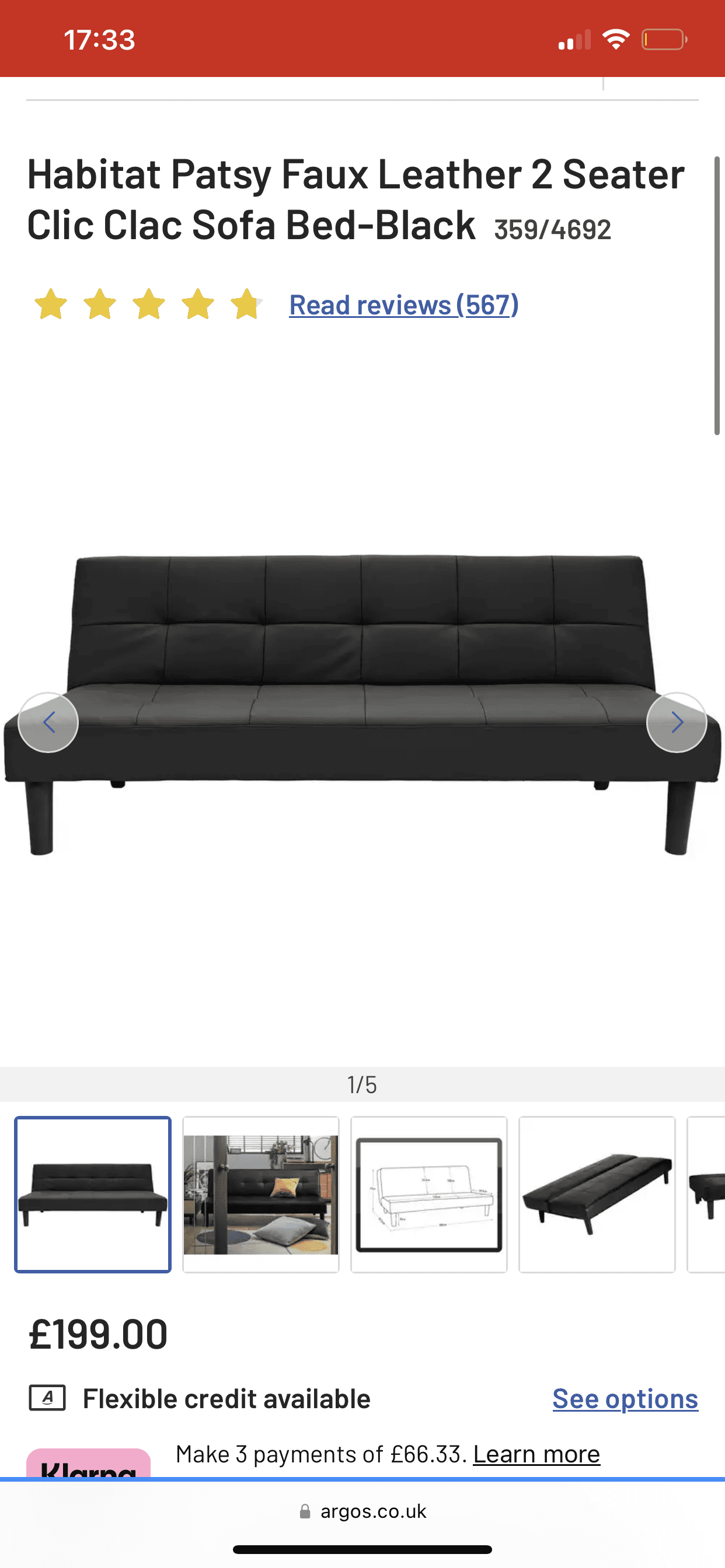 Argos futon chair online