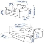 2 seater sofa bed, grey
