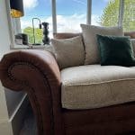 Sherwood 3 & 2 seater sofas half leather scatter back