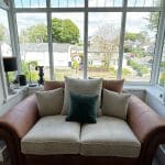 Sherwood 3 & 2 seater sofas half leather scatter back
