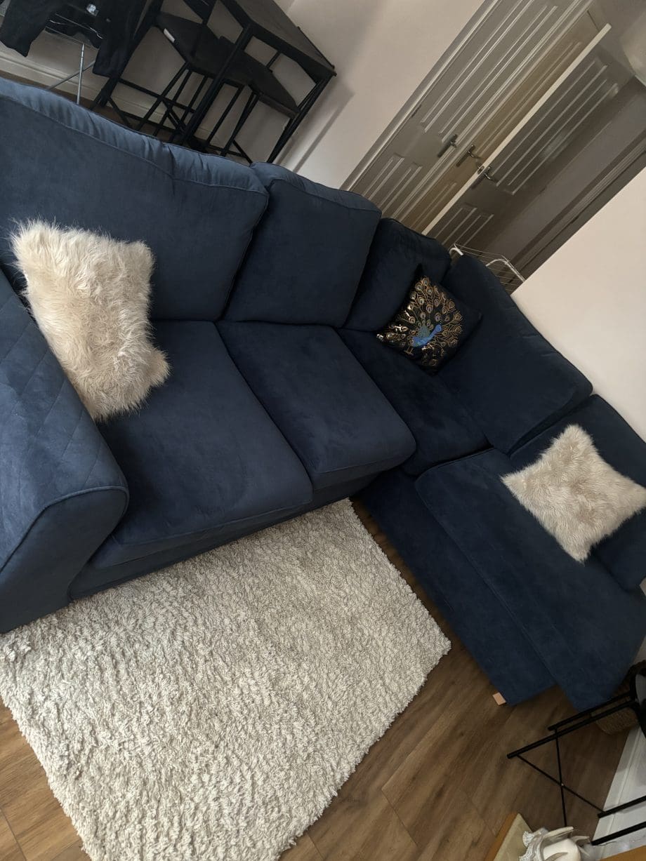 Left Hand Facing Corner Sofa - Dark Blue