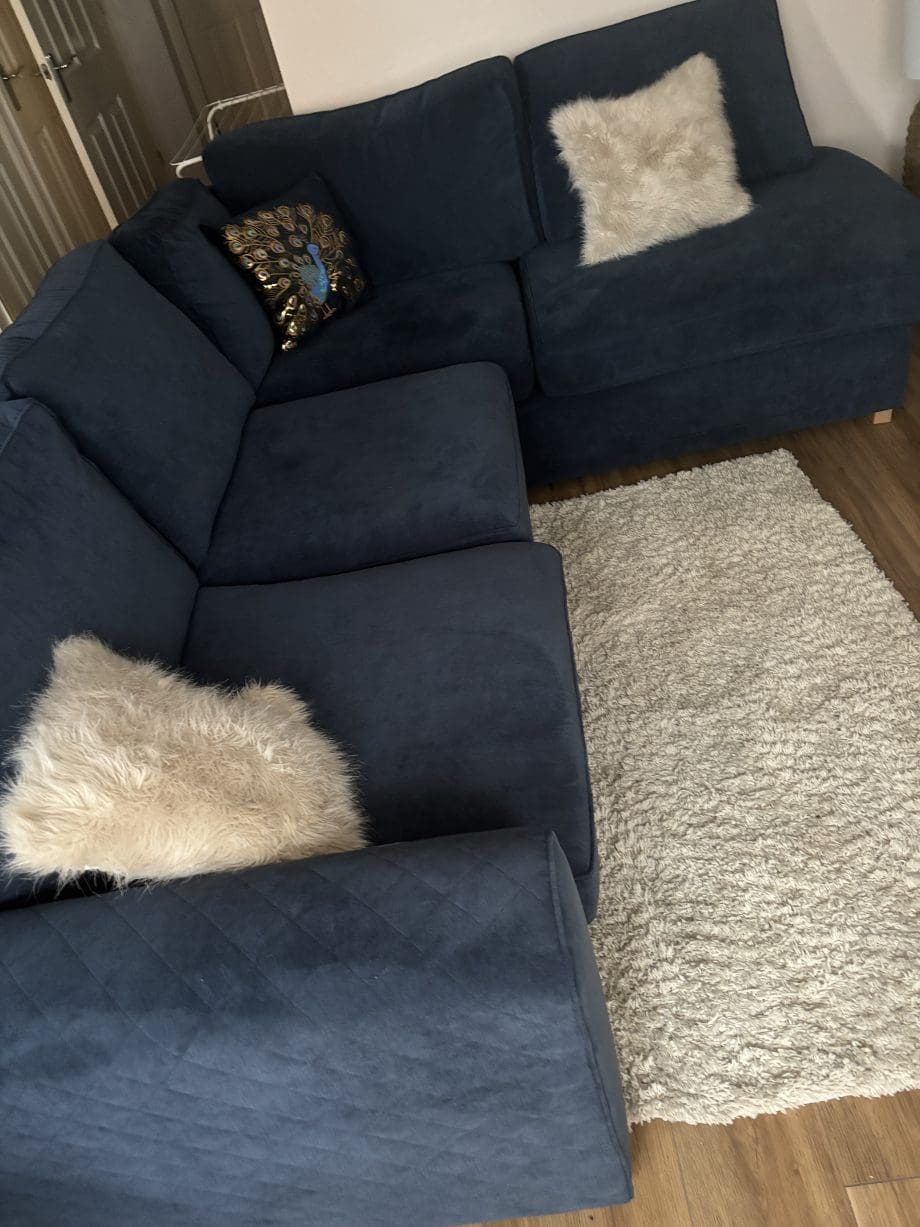 Left Hand Facing Corner Sofa - Dark Blue