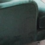 Large three seater forest green velvet sofa