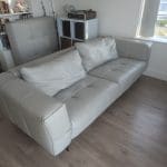 Leather couch with foot stool