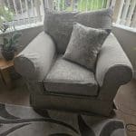 3 seater sofa, chair and footstool