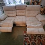 2 x 3 seater leather sofas with electric recliners Woodford Halse, Northants