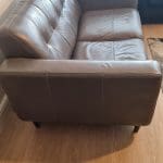 DFS Brown 2 seater leather sofa and single chair