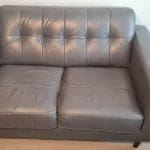 DFS Brown 2 seater leather sofa and single chair