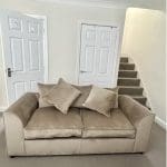 3 Seater Sofa/beige Velvet Sofa. Almost Brand New!